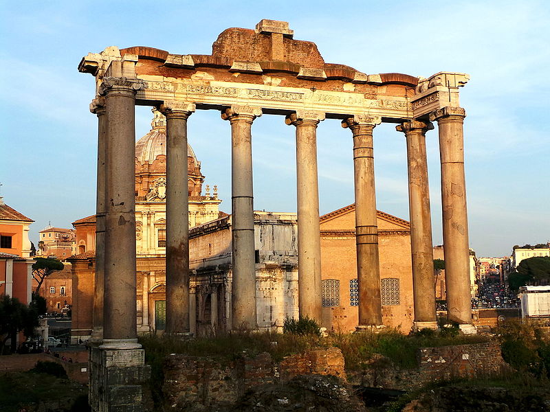 Tempio di Saturno, nel Foro Romano. Retro
